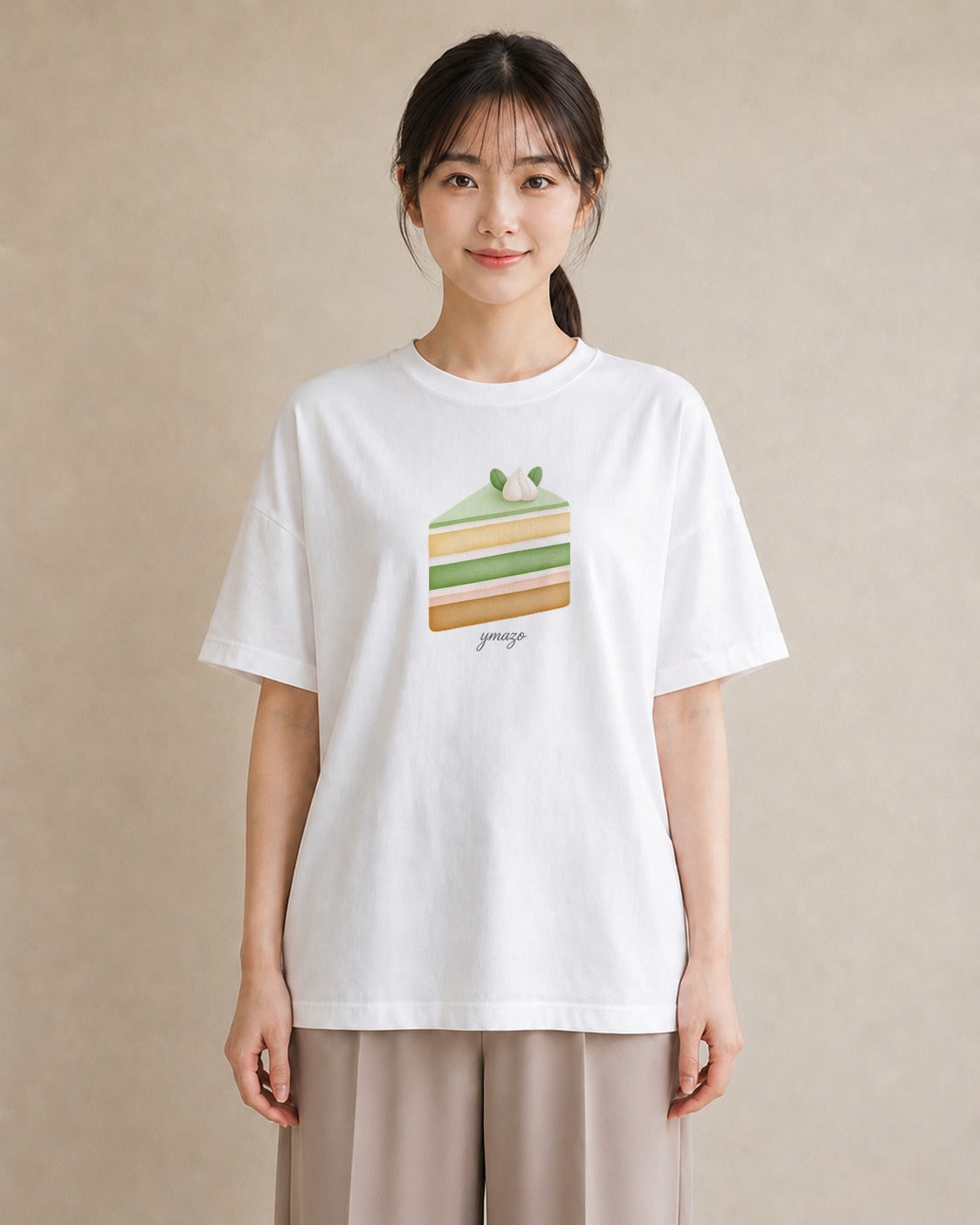 プリントTシャツ レディース あんみつ 食べ物 フード イラスト カフェコーデ 20代 カジュアルコーデ 白T YMAZO