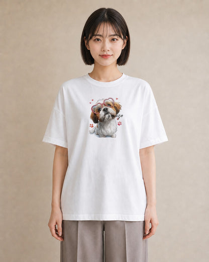 Tシャツ レディース ペキニーズ 犬 いぬ イラスト シンプル ルームウェア ギフト 白T YMAZO