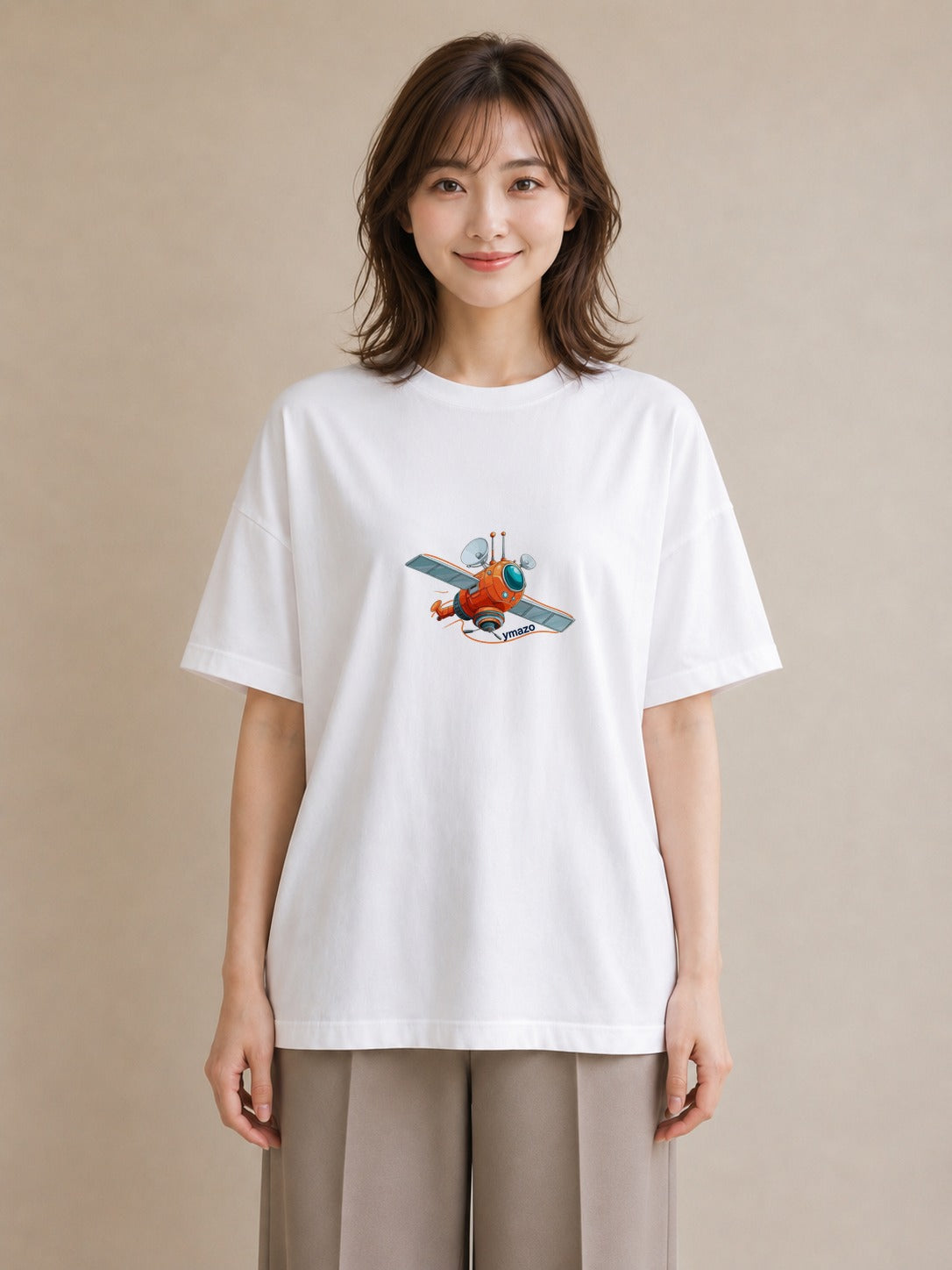 Tシャツ レディース ロケット 星空 宇宙 イラスト ミニマル 買い物 夏コーデ 白T YMAZO