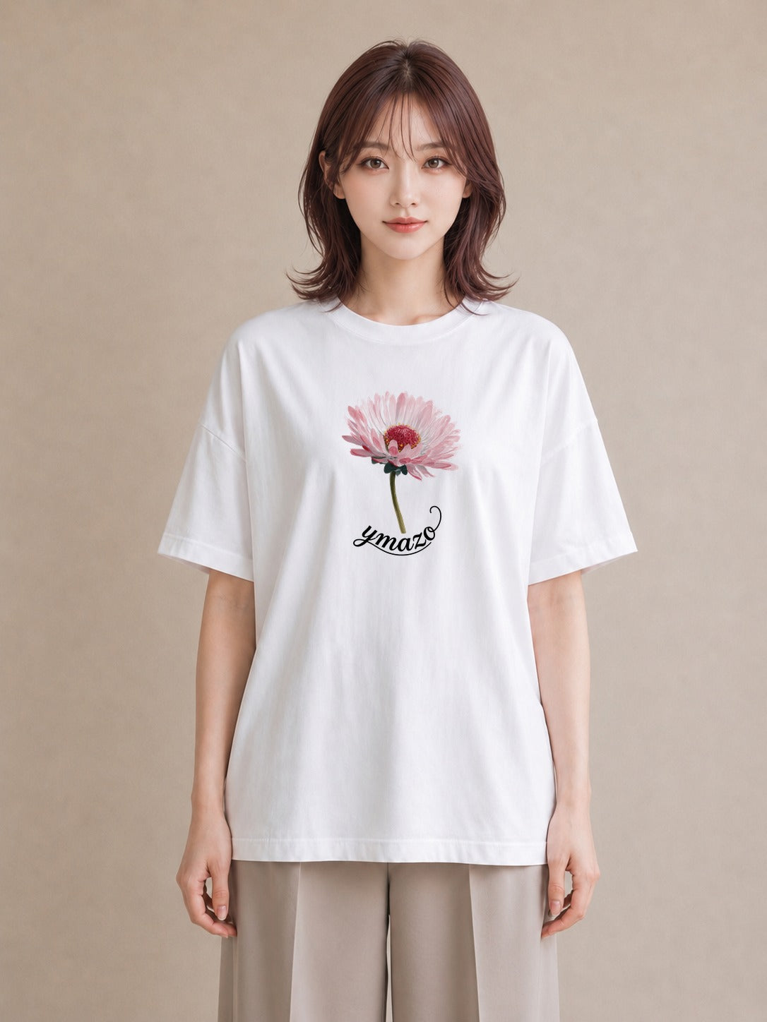 Tシャツ レディース デイジー 花 花柄 イラスト 可愛い 女性向けギフト 散歩 白T