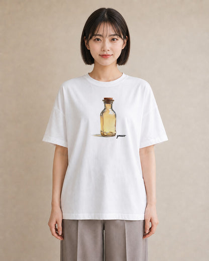 デザインTシャツ レディース ガラス瓶 小枝 ボタニカル ナチュラル アンティーク イラスト ヴィンテージ風 クリスマス 旅行 白T YMAZO