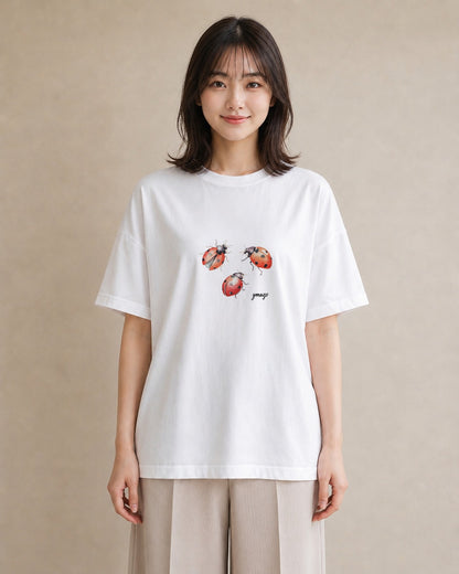 プリントTシャツ レディース クワガタ 昆虫 虫 イラスト 個性的 ビーチ デイリーウェア 白T YMAZO