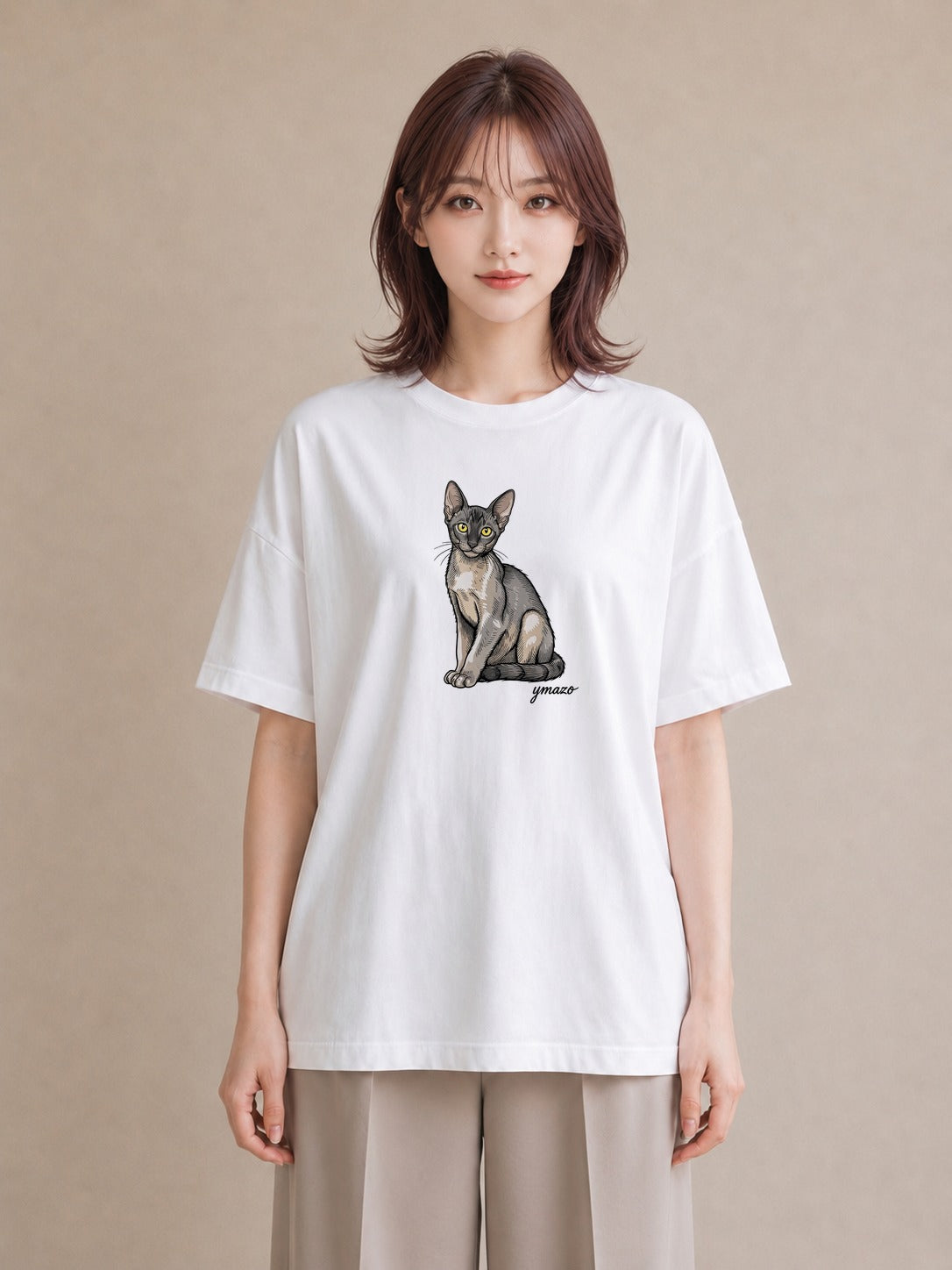 Tシャツ レディース 靴下猫 猫 ねこ イラスト 普段使い 旅行 母娘コーデ 白T YMAZO
