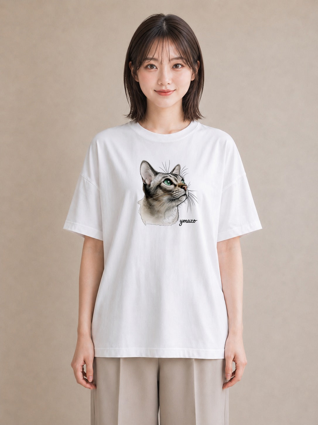 Tシャツ レディース 猫好き 猫 ねこ イラスト ゆるコーデ ルームウェア ギフト 白T YMAZO