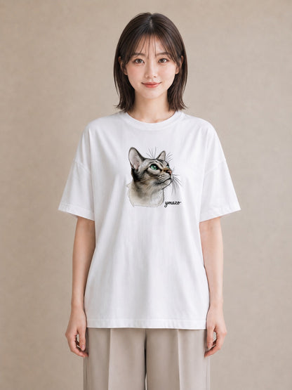 Tシャツ レディース 猫好き 猫 ねこ イラスト ゆるコーデ ルームウェア ギフト 白T YMAZO