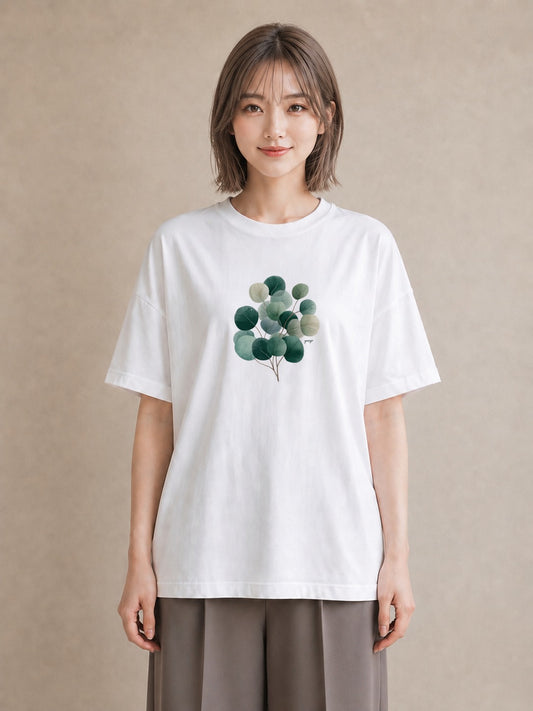 プリントTシャツ レディース 葉っぱ 植物 ボタニカル イラスト シンプル デイリーウェア 休日 白T YMAZO
