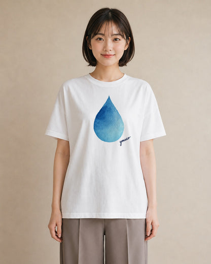 デザインTシャツ レディース 傘 水たまり 雨 ナチュラル アンティーク イラスト 北欧風 ギフト 母の日 白T YMAZO