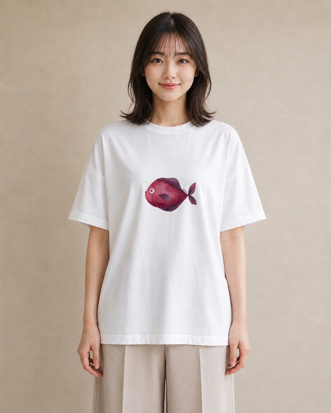 プリントTシャツ レディース メダカ ペット 動物 イラスト ヴィンテージ風 週末コーデ 敬老の日 白T YMAZO