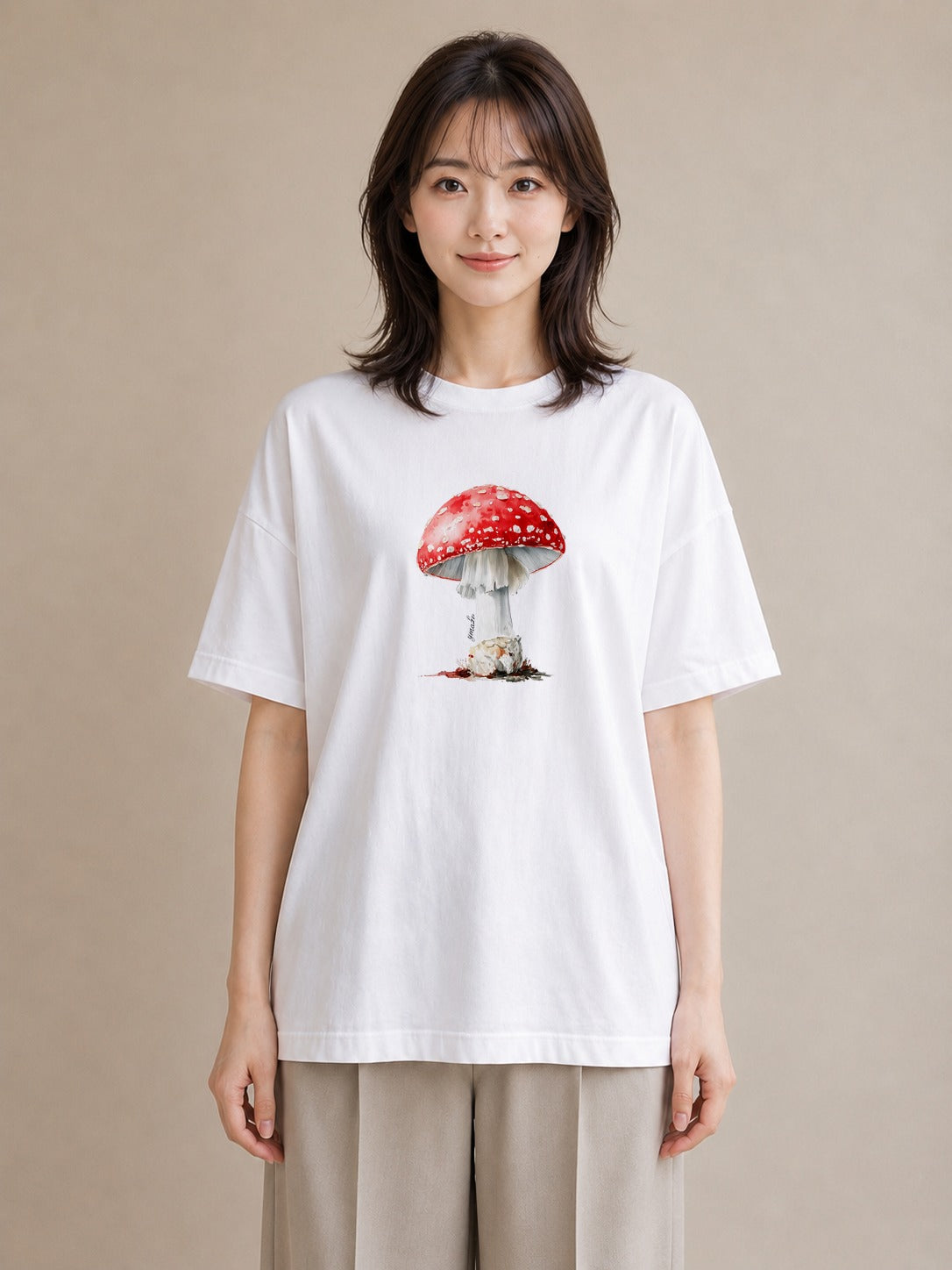 プリントTシャツ レディース きのこ 植物 ボタニカル イラスト こなれ感 女子会 お揃い 白T YMAZO