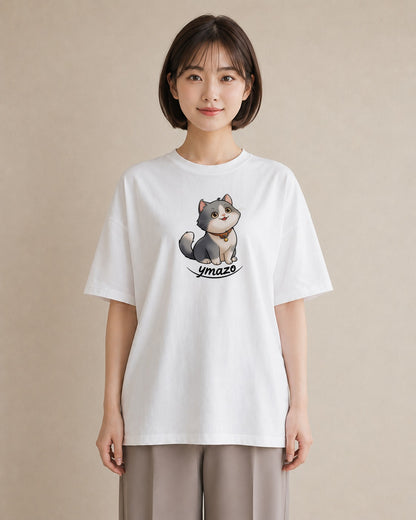 デザインTシャツ レディース エキゾチックショートヘア 猫 ねこ イラスト 可愛い 週末コーデ 敬老の日 白T YMAZO