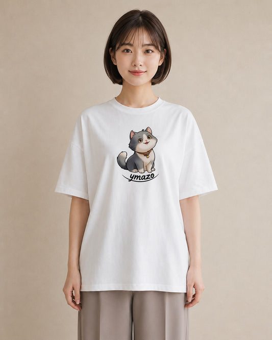 デザインTシャツ レディース エキゾチックショートヘア 猫 ねこ イラスト 可愛い 週末コーデ 敬老の日 白T YMAZO