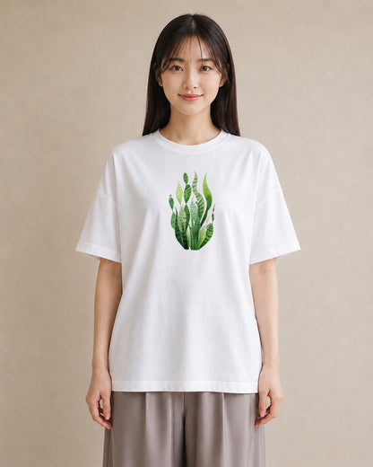 デザインTシャツ レディース 芝生 植物 ボタニカル イラスト ニュアンス 散歩 お出かけ 白T YMAZO