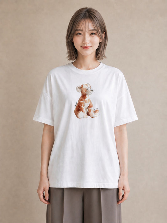 グラフィックTシャツ レディース わんこ 犬 いぬ イラスト こなれ感 お揃い 親子 白T YMAZO