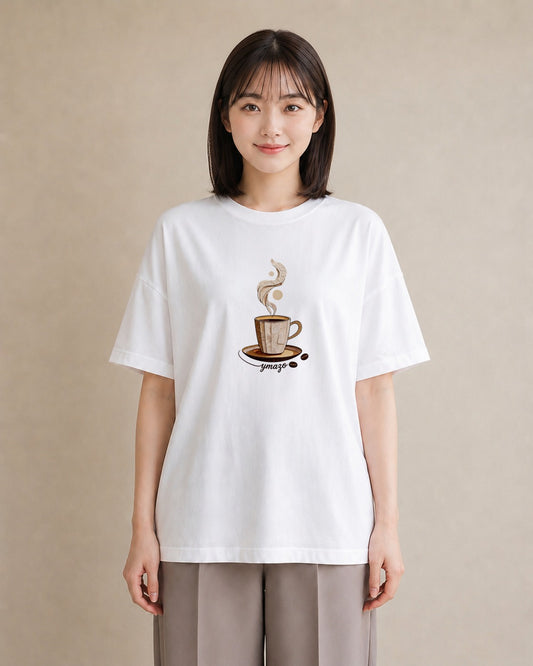 半袖Tシャツ レディース コーヒー 珈琲 カフェ 食べ物 フード イラスト 水彩風 クリスマス 旅行 白T YMAZO