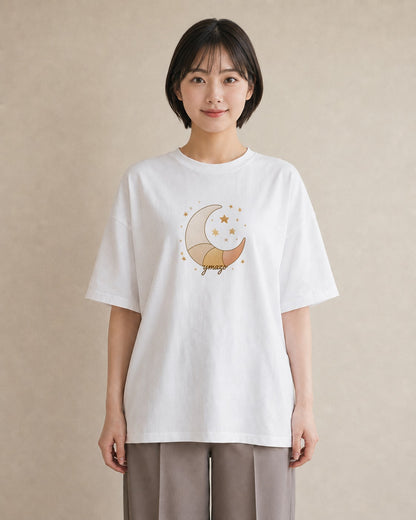 Tシャツ レディース 流れ星 星空 宇宙 イラスト ポップ お出かけ 普段着 白T YMAZO