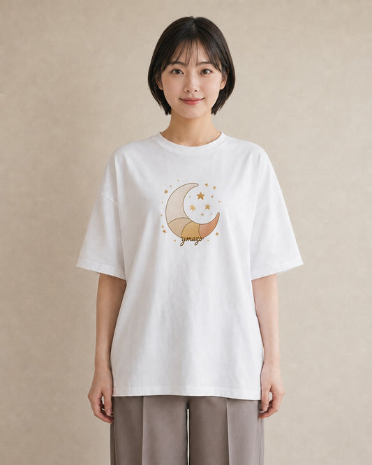 Tシャツ レディース 流れ星 星空 宇宙 イラスト ポップ お出かけ 普段着 白T YMAZO