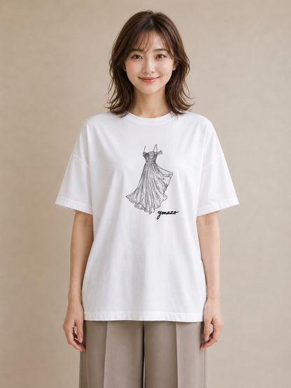 グラフィックTシャツ レディース バレエシューズ バレエ トウシューズ ナチュラル アンティーク イラスト 上品 親子 20代 白T YMAZO