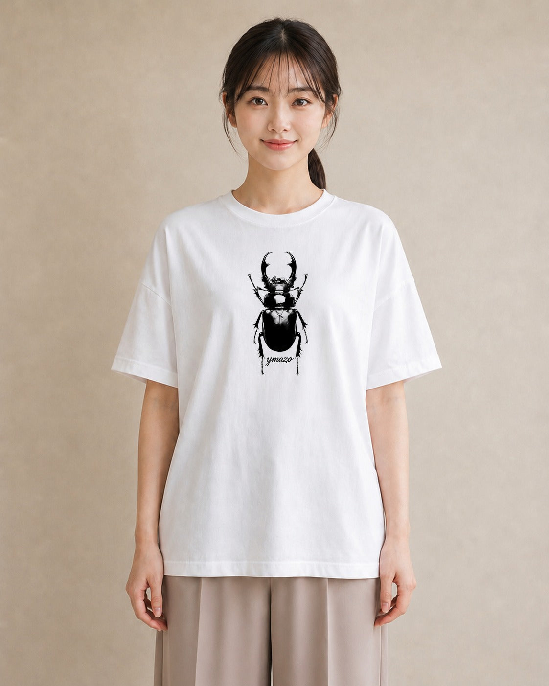 グラフィックTシャツ レディース カブトムシ 昆虫 虫 イラスト 休日コーデ ギフト 母の日 白T YMAZO