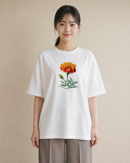 デザインTシャツ レディース カーネーション 花 花柄 イラスト ビーチ デイリーウェア 白T