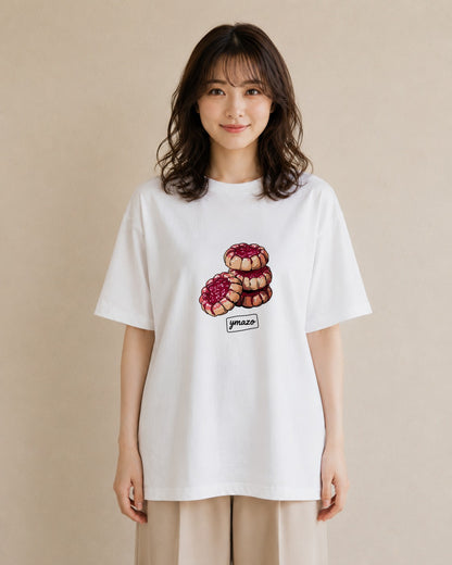 グラフィックTシャツ レディース どら焼き 食べ物 フード イラスト こなれ感 母娘コーデ 自分用 白T YMAZO