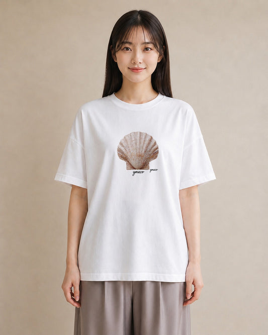 プリントTシャツ レディース 貝 海の生き物 海 イラスト 韓国風 女性 旅行用 白T YMAZO