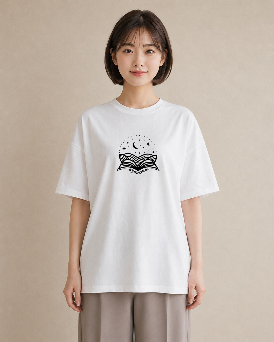 プリントTシャツ レディース 本 読書 ブック イラスト ゆるコーデ 在宅 公園 白T YMAZO