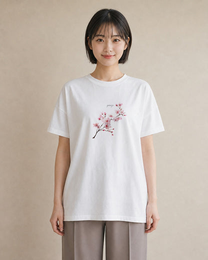 グラフィックTシャツ レディース さくら 桜 サクラ 花 花柄 イラスト ミニマル 敬老の日 ホワイトデー 白T