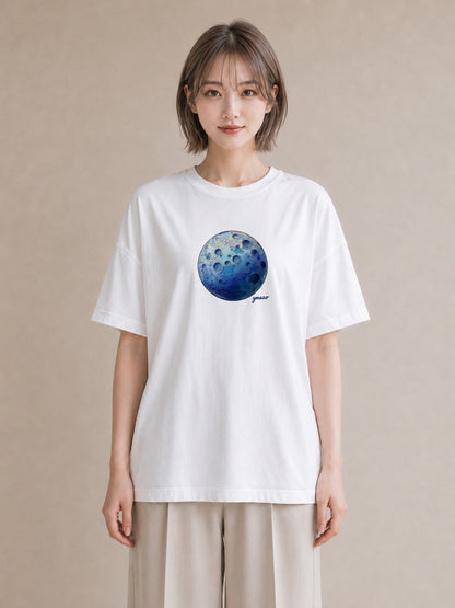 プリントTシャツ レディース 惑星 星空 宇宙 イラスト きれいめ 母娘コーデ 自分用 白T YMAZO
