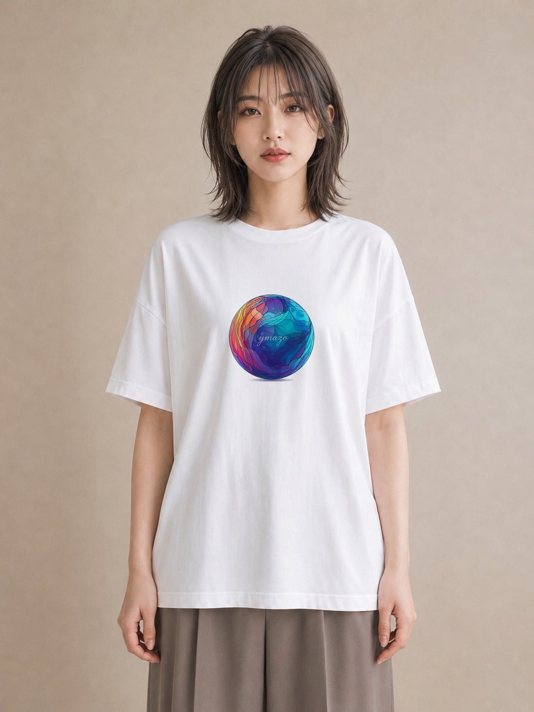 デザインTシャツ レディース プラネット 星空 宇宙 イラスト 女性 旅行用 白T YMAZO