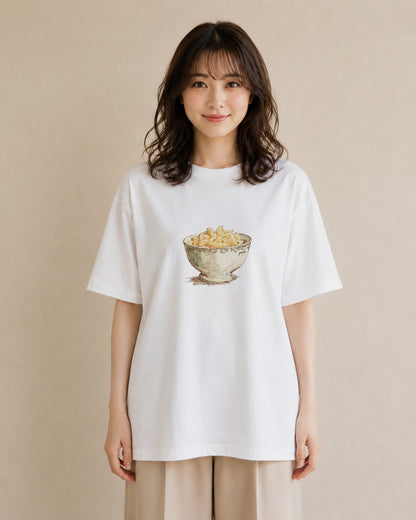 半袖Tシャツ レディース ポップコーン 食べ物 フード イラスト 可愛い 旅行 母娘コーデ 白T YMAZO