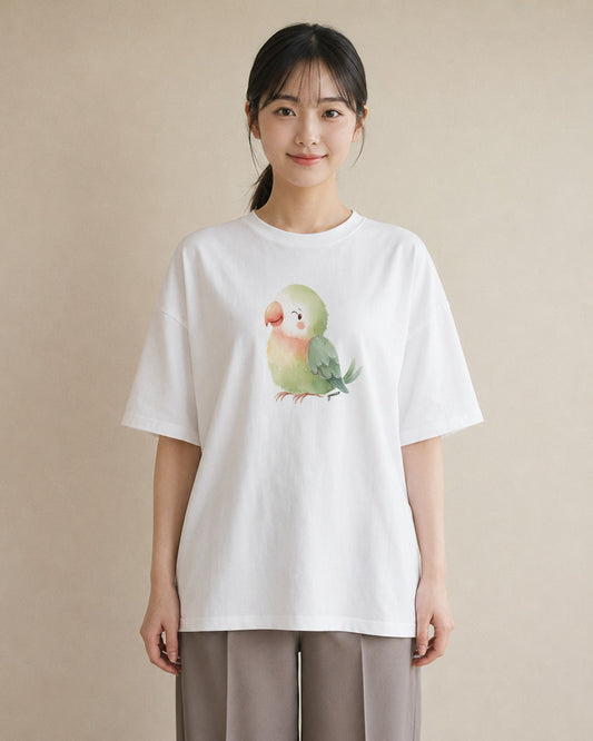 デザインTシャツ レディース 桜文鳥 ペット 動物 イラスト ミニマル 敬老の日 ホワイトデー 白T YMAZO