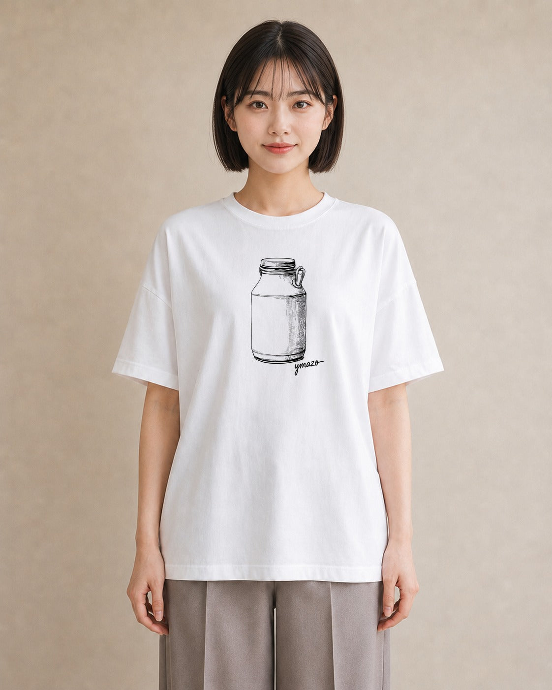プリントTシャツ レディース ミルク 食べ物 フード イラスト ゆるかわ 女性 旅行用 白T YMAZO