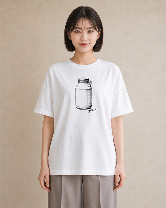 プリントTシャツ レディース ミルク 食べ物 フード イラスト ゆるかわ 女性 旅行用 白T YMAZO