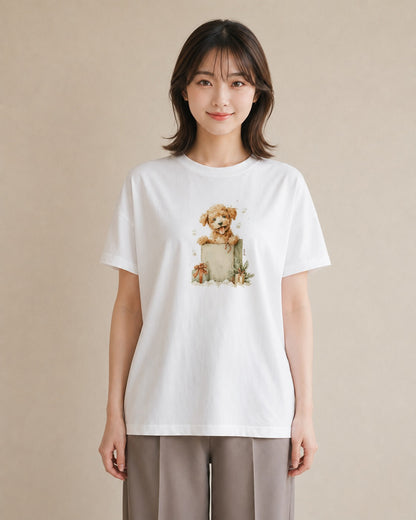 Tシャツ レディース トイプードル プードル 犬 いぬ イラスト 個性的 夏コーデ 通学 白T YMAZO
