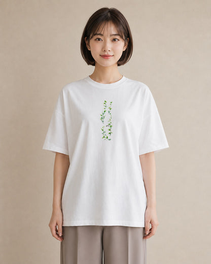 半袖Tシャツ レディース 夕暮れ バルコニー 夕焼け ナチュラル アンティーク イラスト 春服 ミセス 白T YMAZO