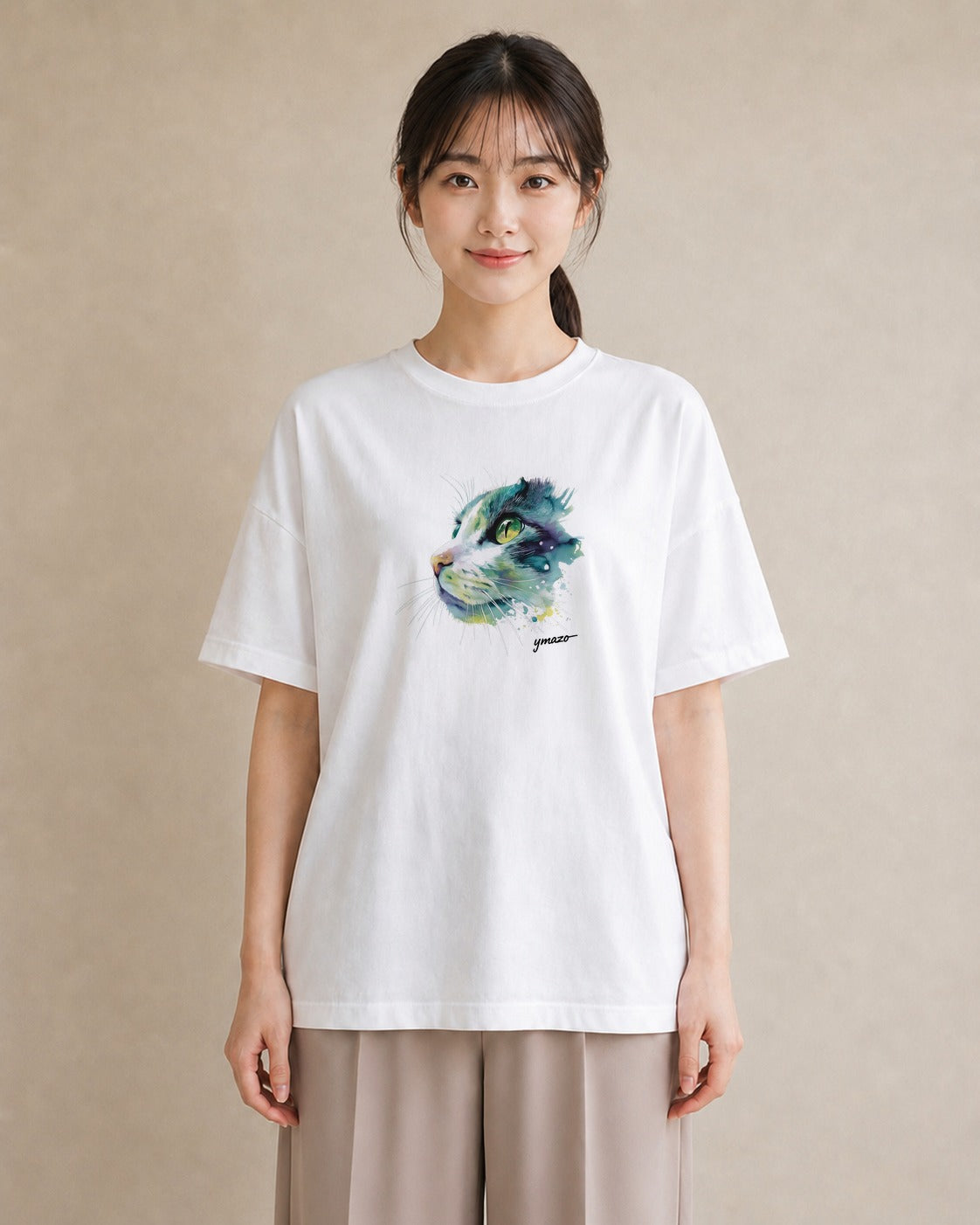 グラフィックTシャツ レディース ラグドール 猫 ねこ イラスト 線画 姉妹 送別ギフト 白T YMAZO