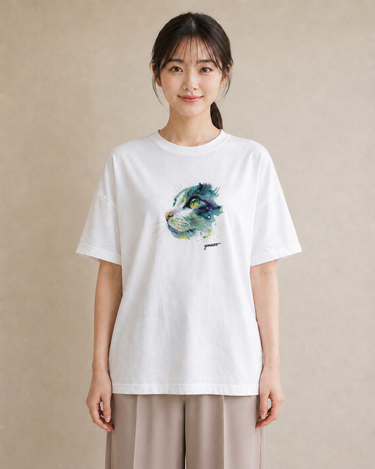 グラフィックTシャツ レディース ラグドール 猫 ねこ イラスト 線画 姉妹 送別ギフト 白T YMAZO