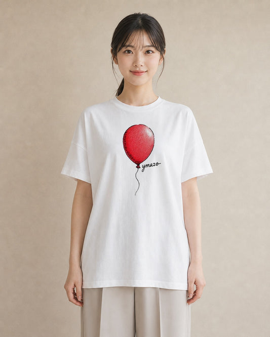 デザインTシャツ レディース 紙風船 和紙 ナチュラル アンティーク イラスト モード ペアコーデ 秋コーデ 白T
