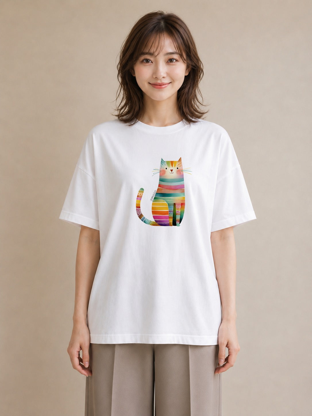 半袖Tシャツ レディース アメリカンショートヘア 猫 ねこ イラスト 旅行コーデ 部屋着 女性向けギフト 白T YMAZO