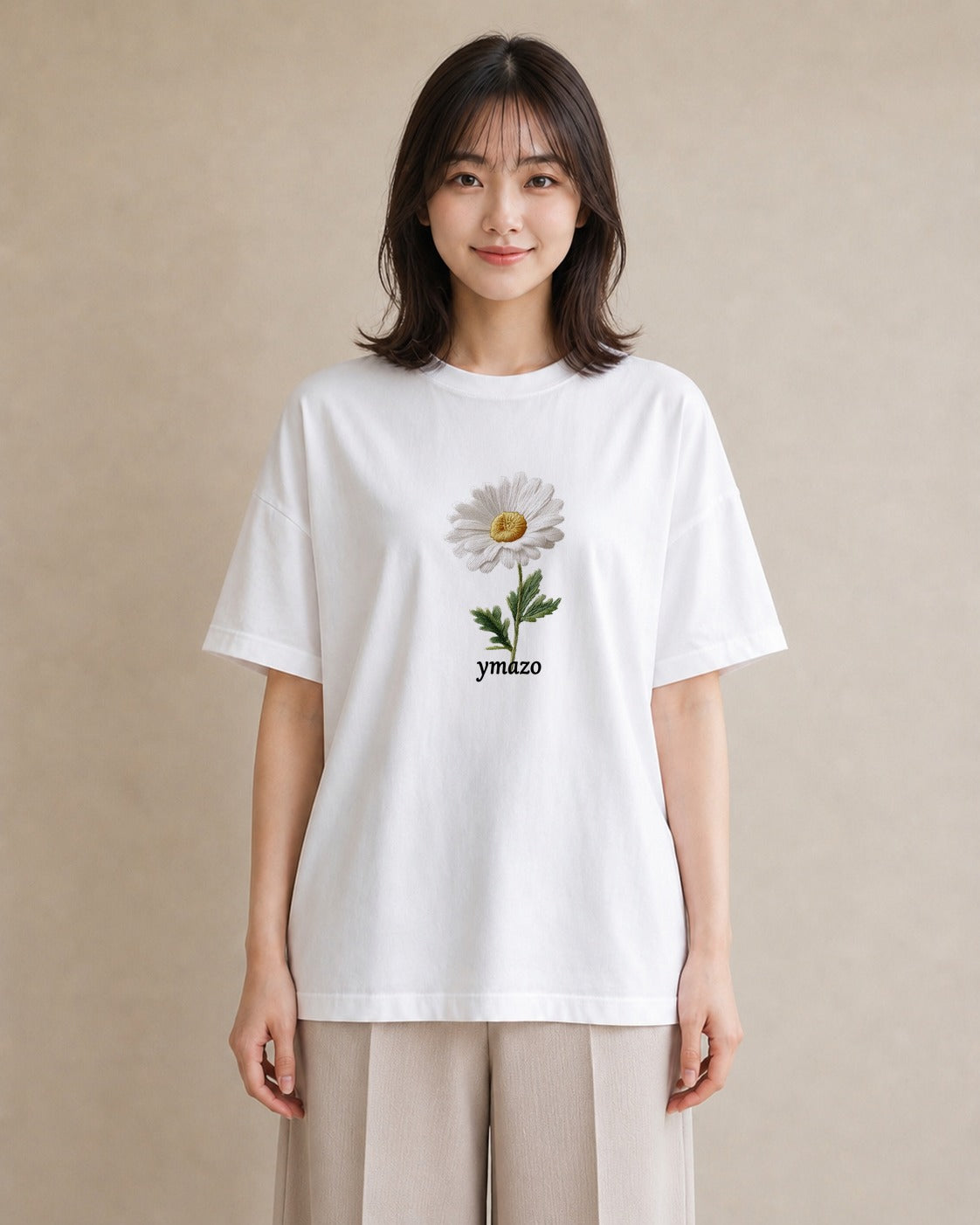 プリントTシャツ レディース デイジー 花 花柄 イラスト ラフ 社会人 女性 白T
