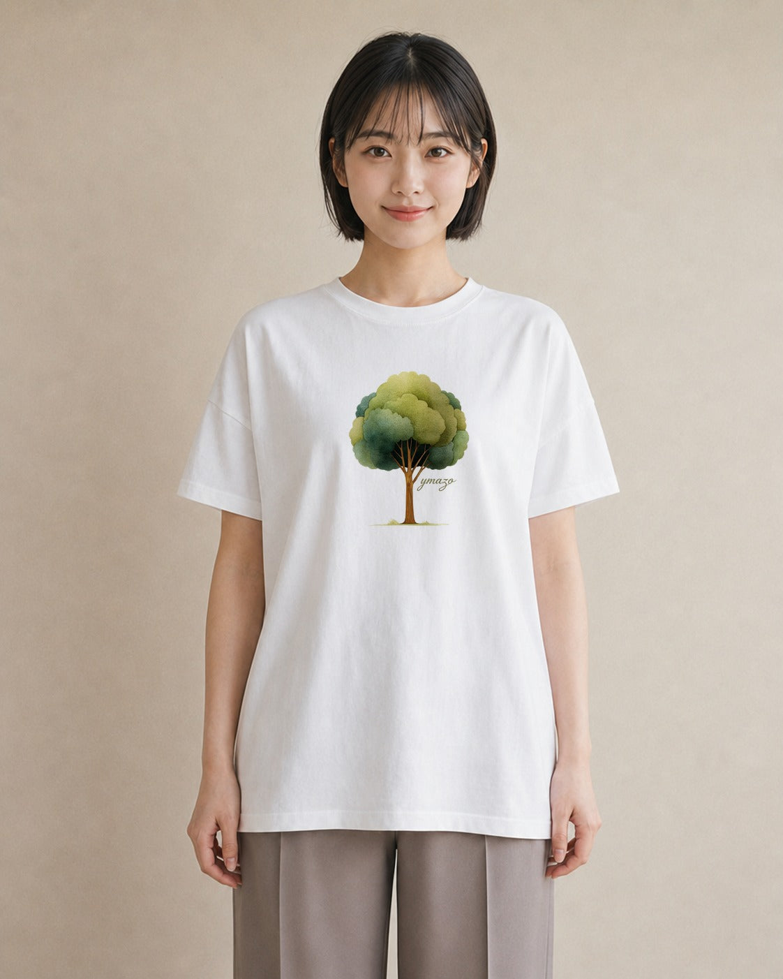 半袖Tシャツ レディース 森 植物 ボタニカル イラスト ミニマル 母の日 ビーチ 白T YMAZO