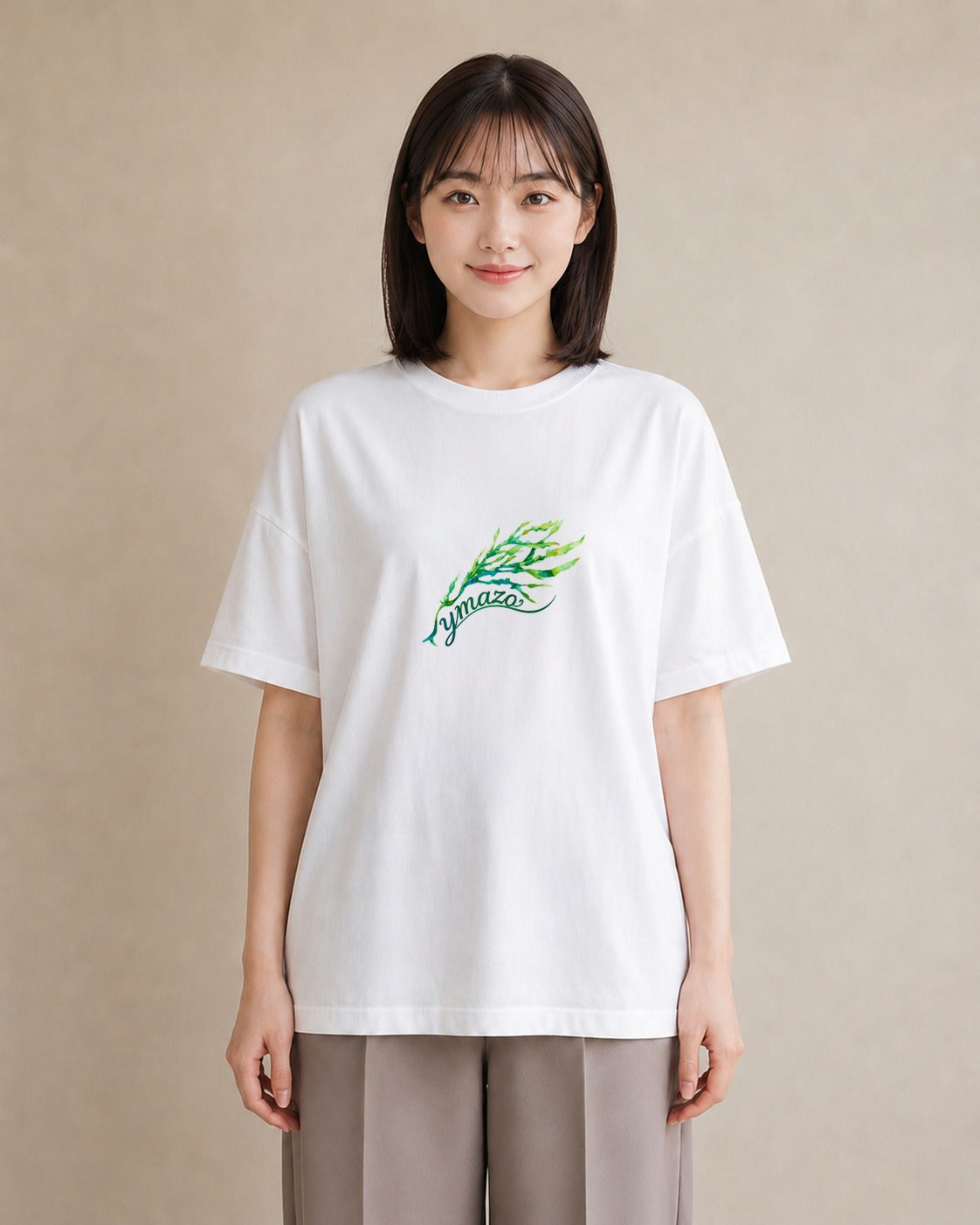 デザインTシャツ レディース 芝生 植物 ボタニカル イラスト 線画 敬老の日 ホワイトデー 白T YMAZO