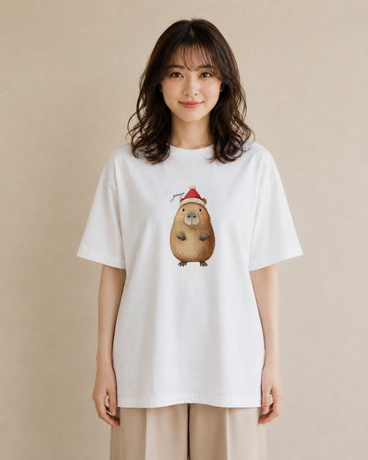 プリントTシャツ レディース モルモット ペット 動物 イラスト お揃い 親子 白T YMAZO