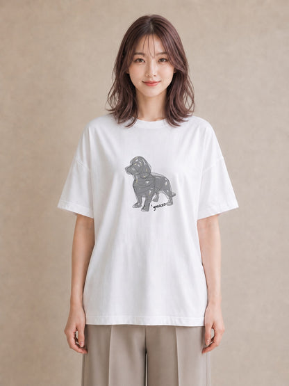 デザインTシャツ レディース 犬 いぬ わんこ イラスト ゆるコーデ おしゃれギフト 社会人 白T YMAZO