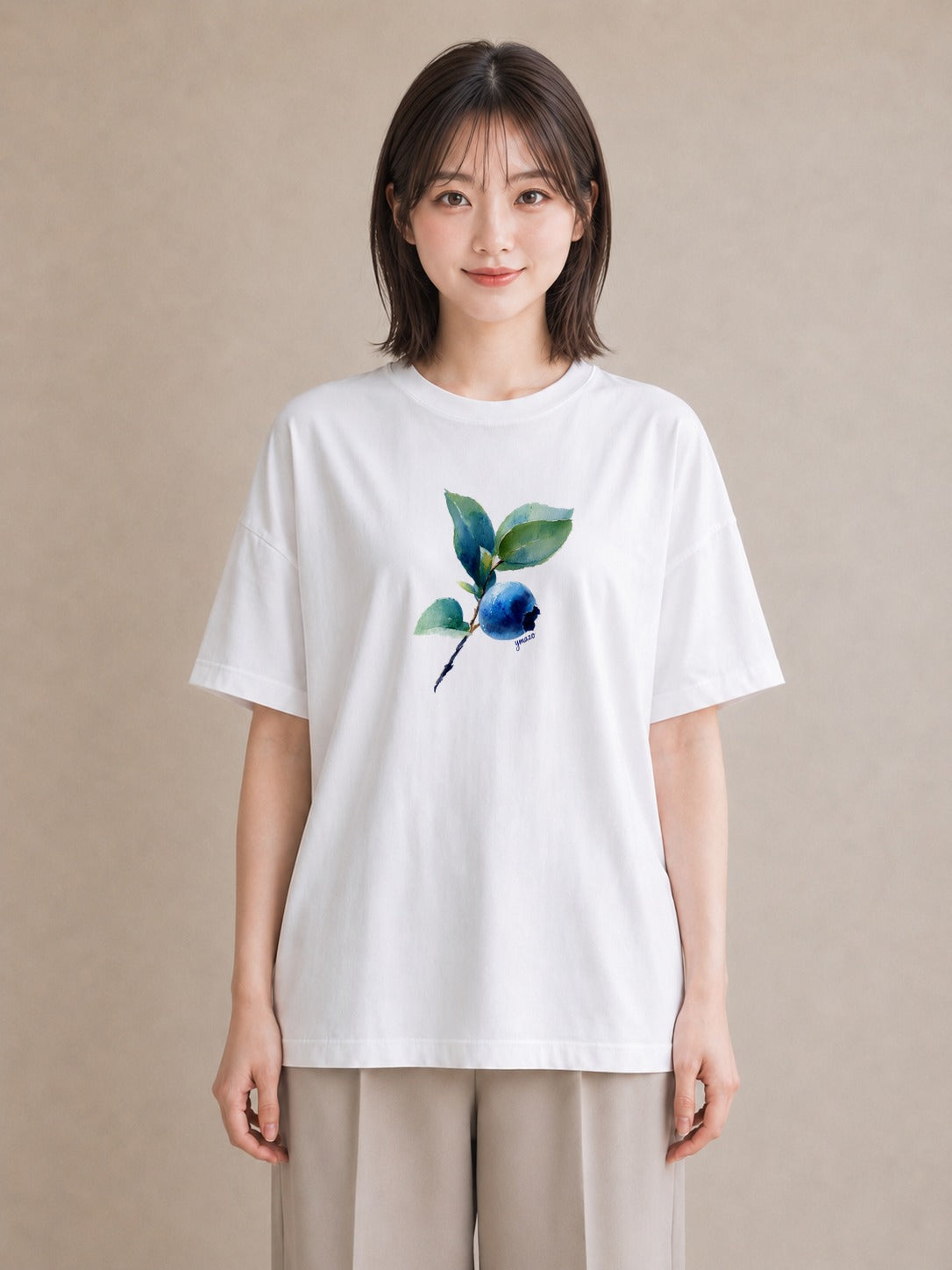 半袖Tシャツ レディース 木の実 植物 ボタニカル イラスト ゆるかわ 友達ギフト 部屋着 白T YMAZO