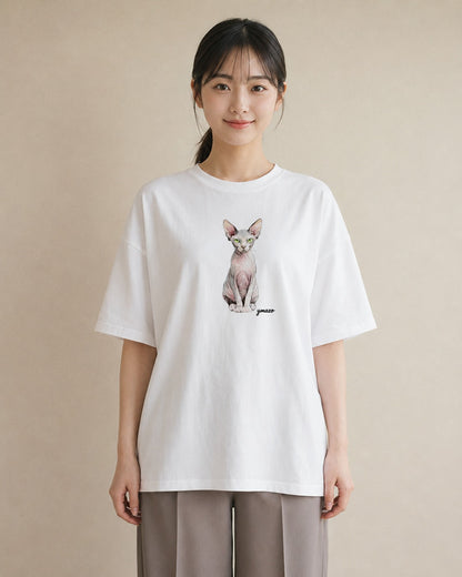プリントTシャツ レディース シャム柄 猫 ねこ イラスト ポップ クリスマス 旅行 白T YMAZO