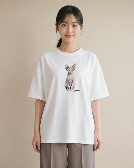 プリントTシャツ レディース シャム柄 猫 ねこ イラスト ポップ クリスマス 旅行 白T YMAZO