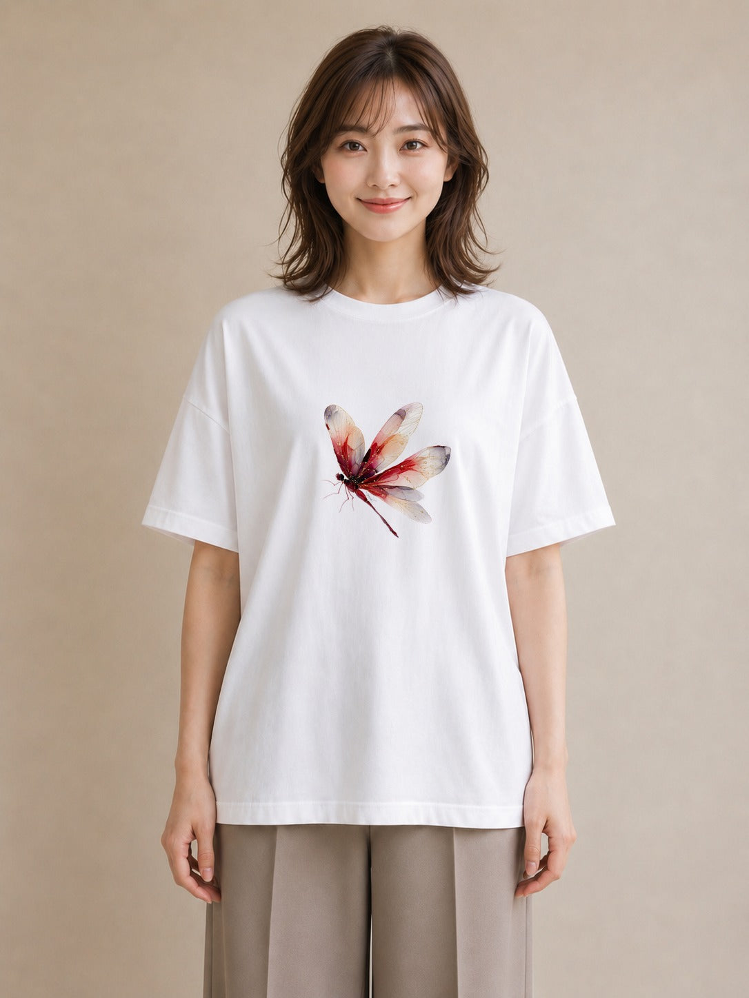 デザインTシャツ レディース ホタル 昆虫 虫 イラスト 休日コーデ 買い物 夏コーデ 白T YMAZO