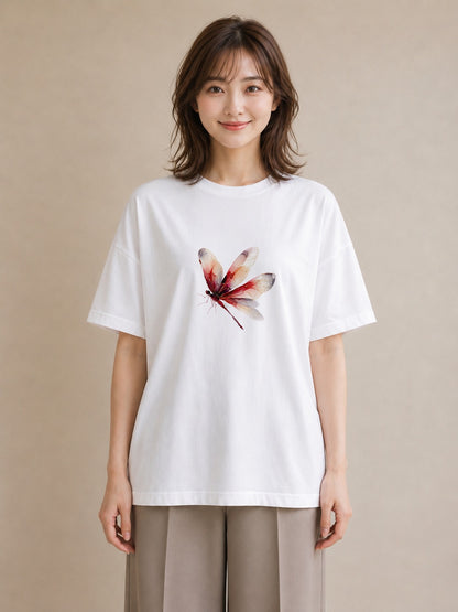 デザインTシャツ レディース ホタル 昆虫 虫 イラスト 休日コーデ 買い物 夏コーデ 白T YMAZO