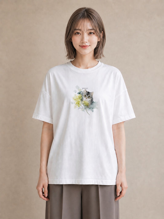 半袖Tシャツ レディース 愛猫 猫 ねこ イラスト モード 春コーデ 姉妹 白T YMAZO